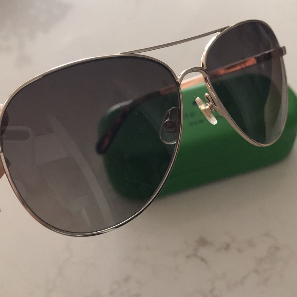 New in box Kate Spade Varese Aviator Sunglasses Gray Lenses gold & tortoiseshell - Picture 11 of 15